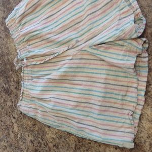 Terra & sky colorful stripes linen blend high waist pull on shorts size 14w